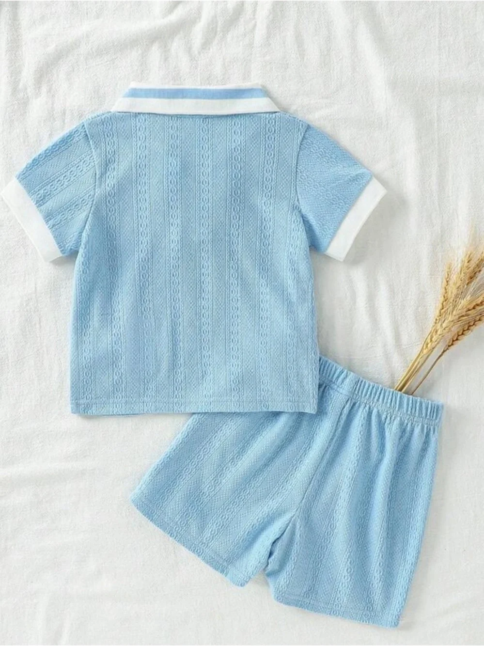 Toddler Boy Blue Knit Polo Top Set - 12-18M - Picture 2 of 8
